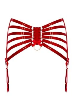 Bordelle Lingerie - Webbed Suspender Garter Belt - Red -Exquisites Dessous-Geschäft bordelle webbed suspender sigs01br red 2 3587 1280x1280