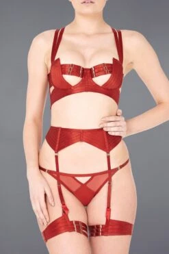 Bordelle Lingerie - Tomoe Garter Belt - Red -Exquisites Dessous-Geschäft tomoe bodice bra red 5 4021 1280x1280
